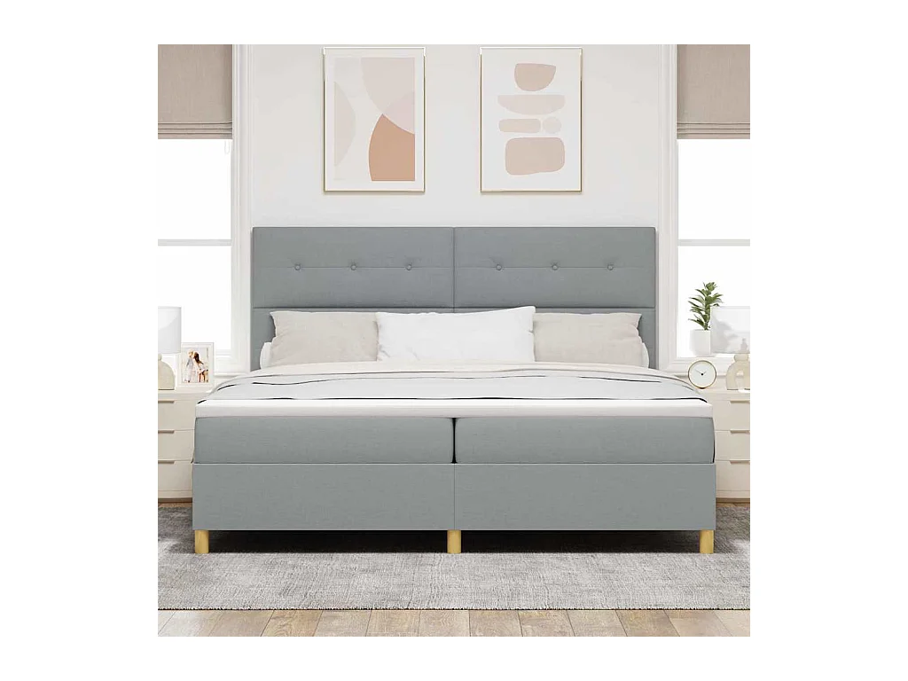 Cadre de lit avec tête de lit Gris clair 200 x 200 cm tissu