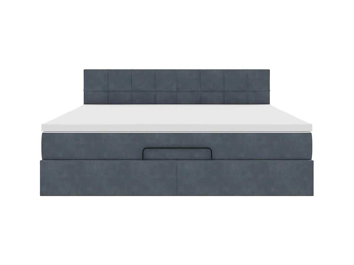 Cadre de lit ottoman avec matelas gris foncé 160x200 cm velours