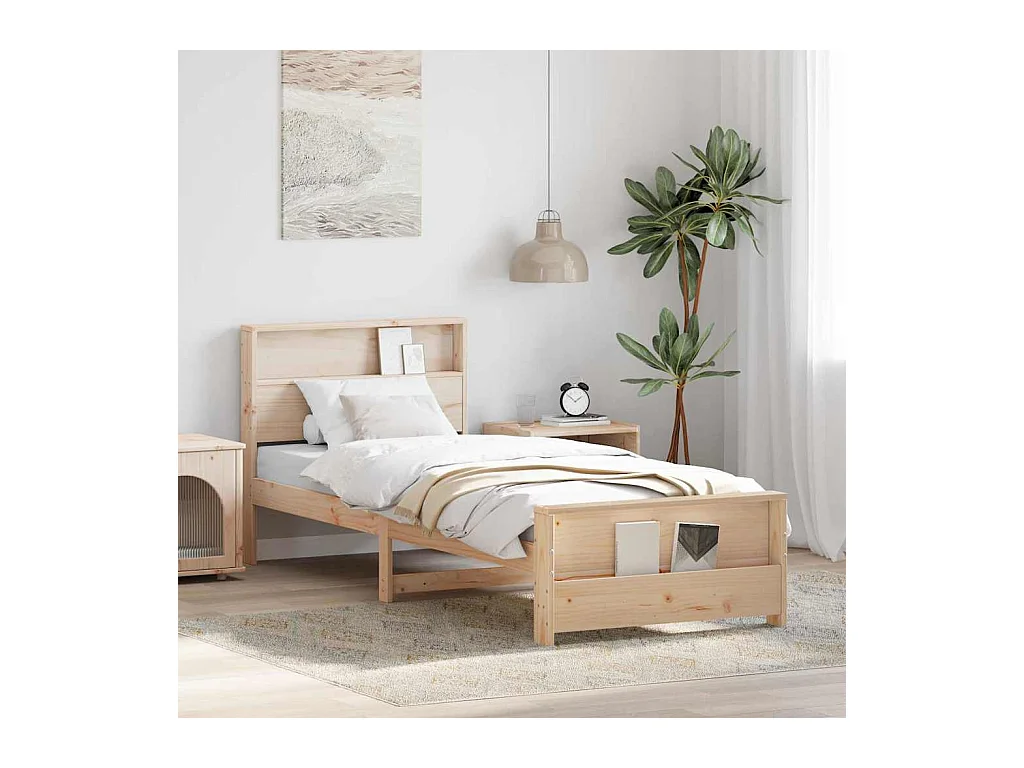 Estrutura da Cama Castanho 75 x 190 cm Madeira de pinho maciça