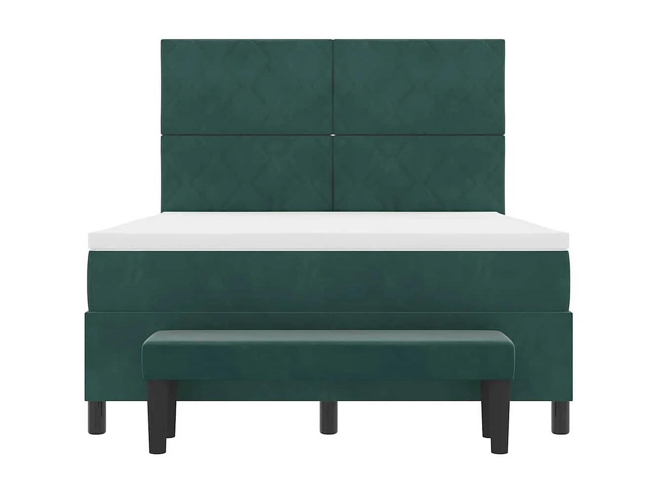 Cadre de lit avec matelas Vert foncé 140 x 200 cm Velours