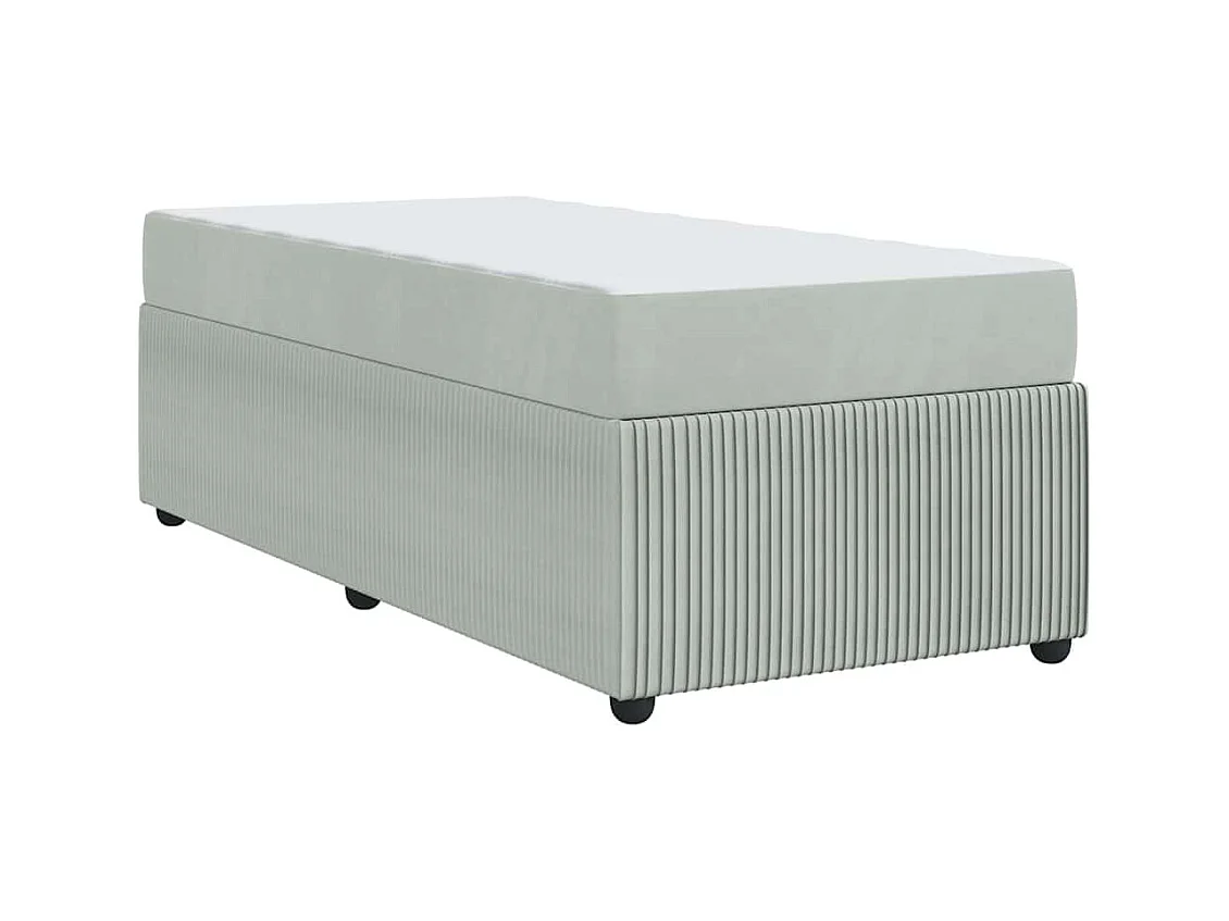 Cadre de lit avec matelas Gris clair 90 x 200 cm Velours