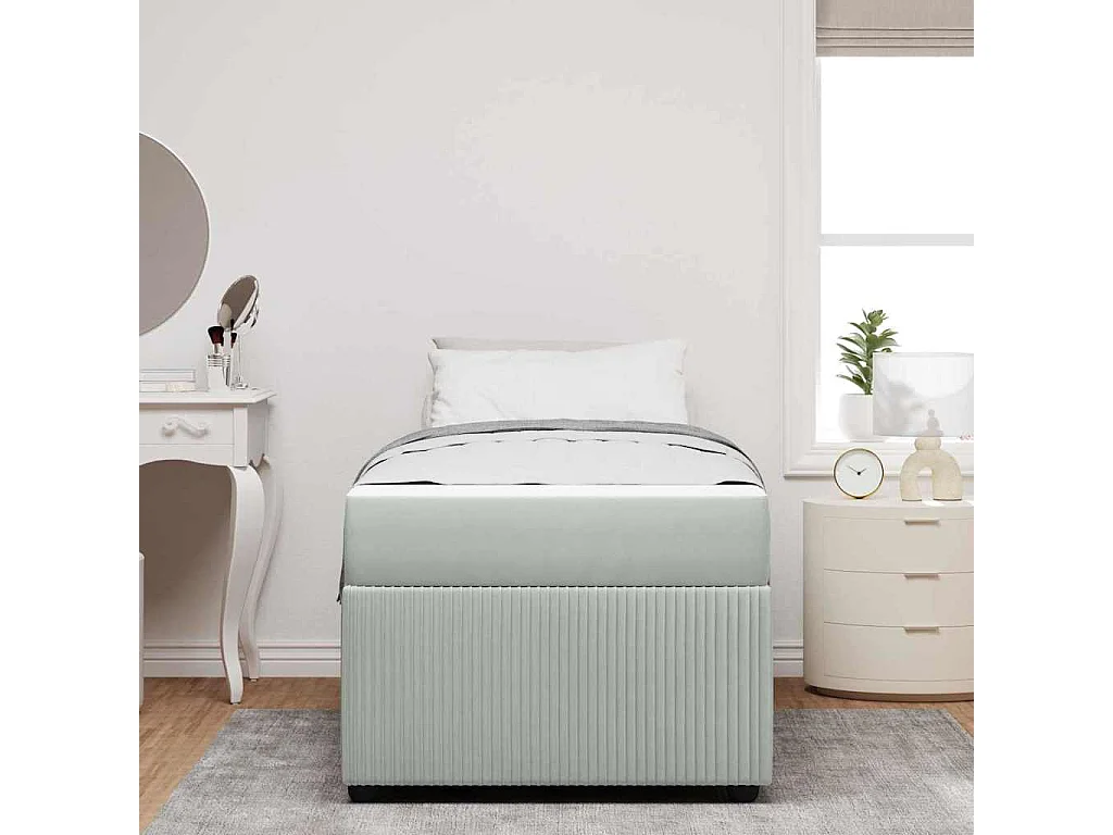 Cadre de lit avec matelas Gris clair 90 x 200 cm Velours