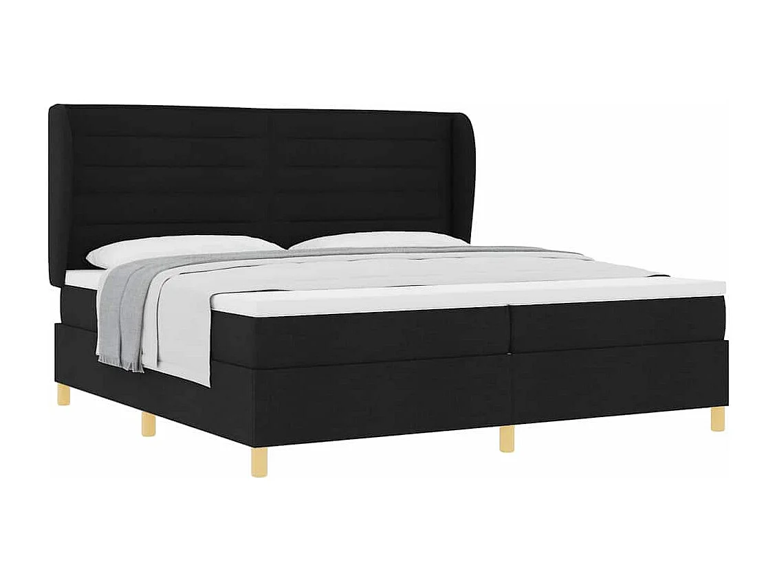 Cama con Somier y Colchón Gris Oscuro 90x190 cm de Tela Negro