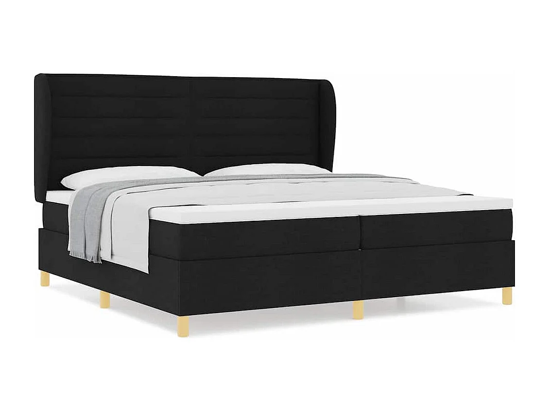 Cama con Somier y Colchón Gris Oscuro 90x190 cm de Tela Negro