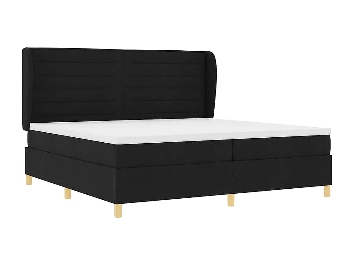 Cama con Somier y Colchón Gris Oscuro 90x190 cm de Tela Negro