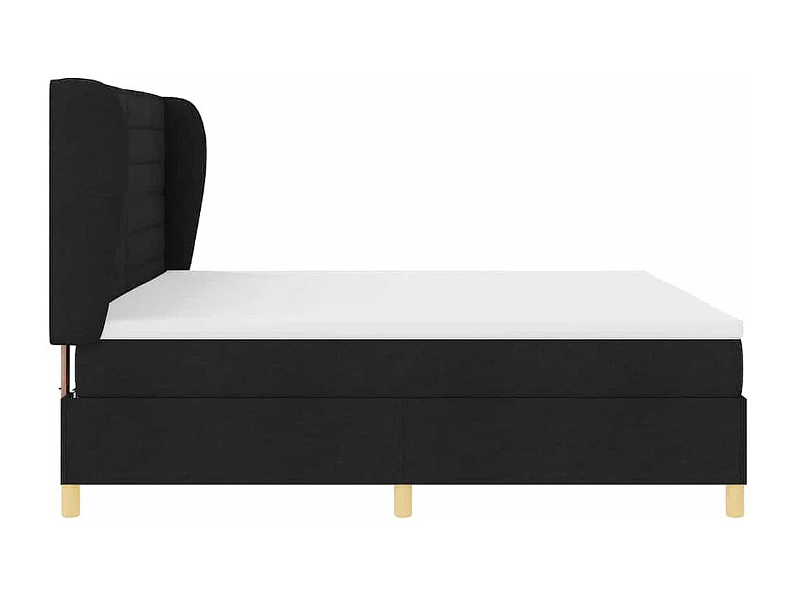 Cama con Somier y Colchón Gris Oscuro 90x190 cm de Tela Negro