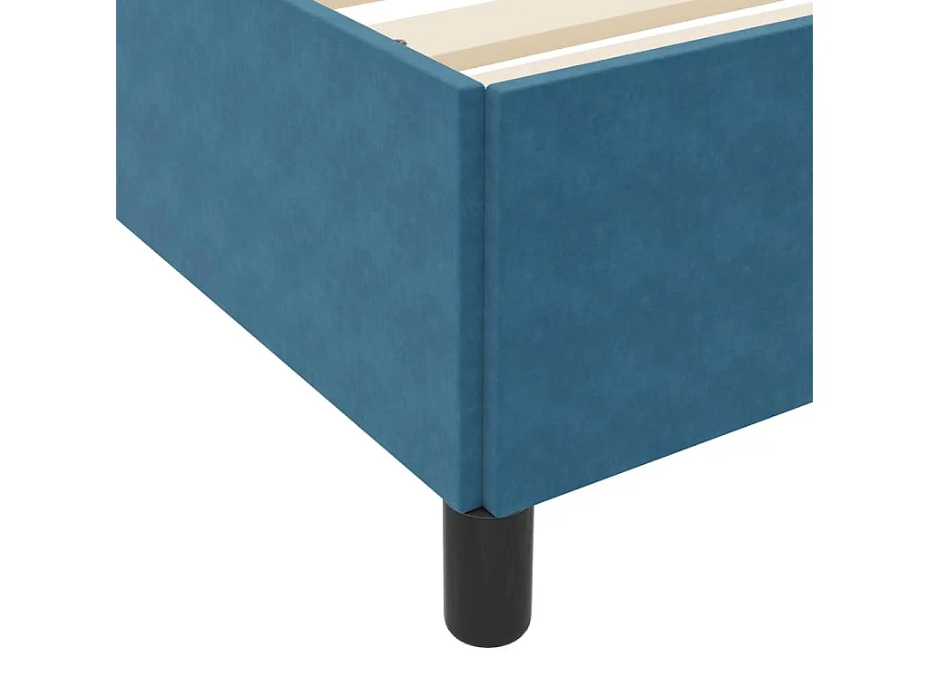 Cadre de lit Bleu foncé et blanc 140 x 190 cm Velours