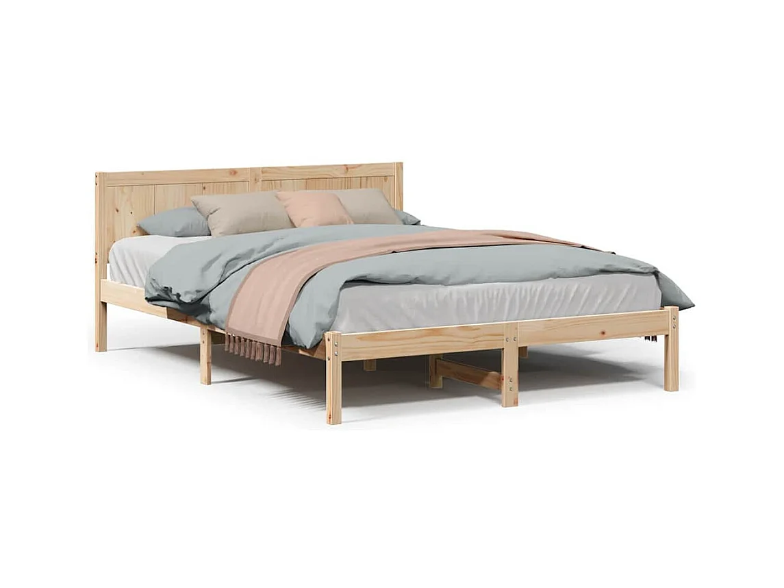 Cadre de lit Marron 140 x 200 cm Bois de pin massif