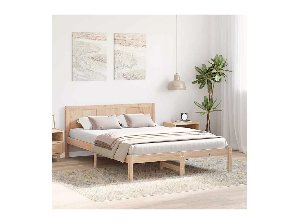 Cadre de lit Marron 140 x 200 cm Bois de pin massif
