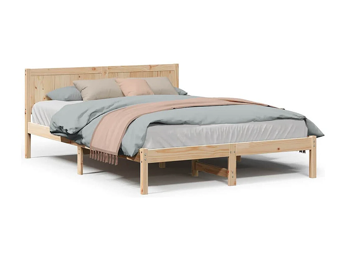Estructura de cama Marrón 140 x 200 cm Madera maciza de Pino