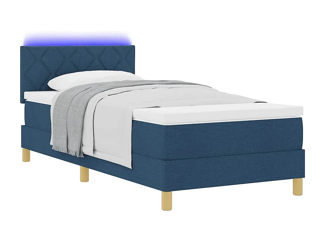 Cama tipo Box Spring con colchón Azul 100 x 200 cm tela