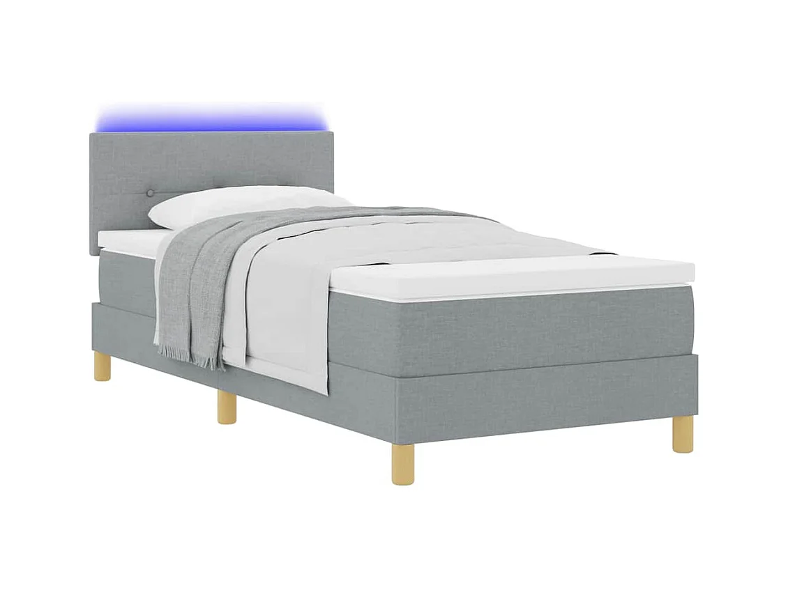 Cadre de lit avec matelas Gris clair 100 x 200 cm tissu