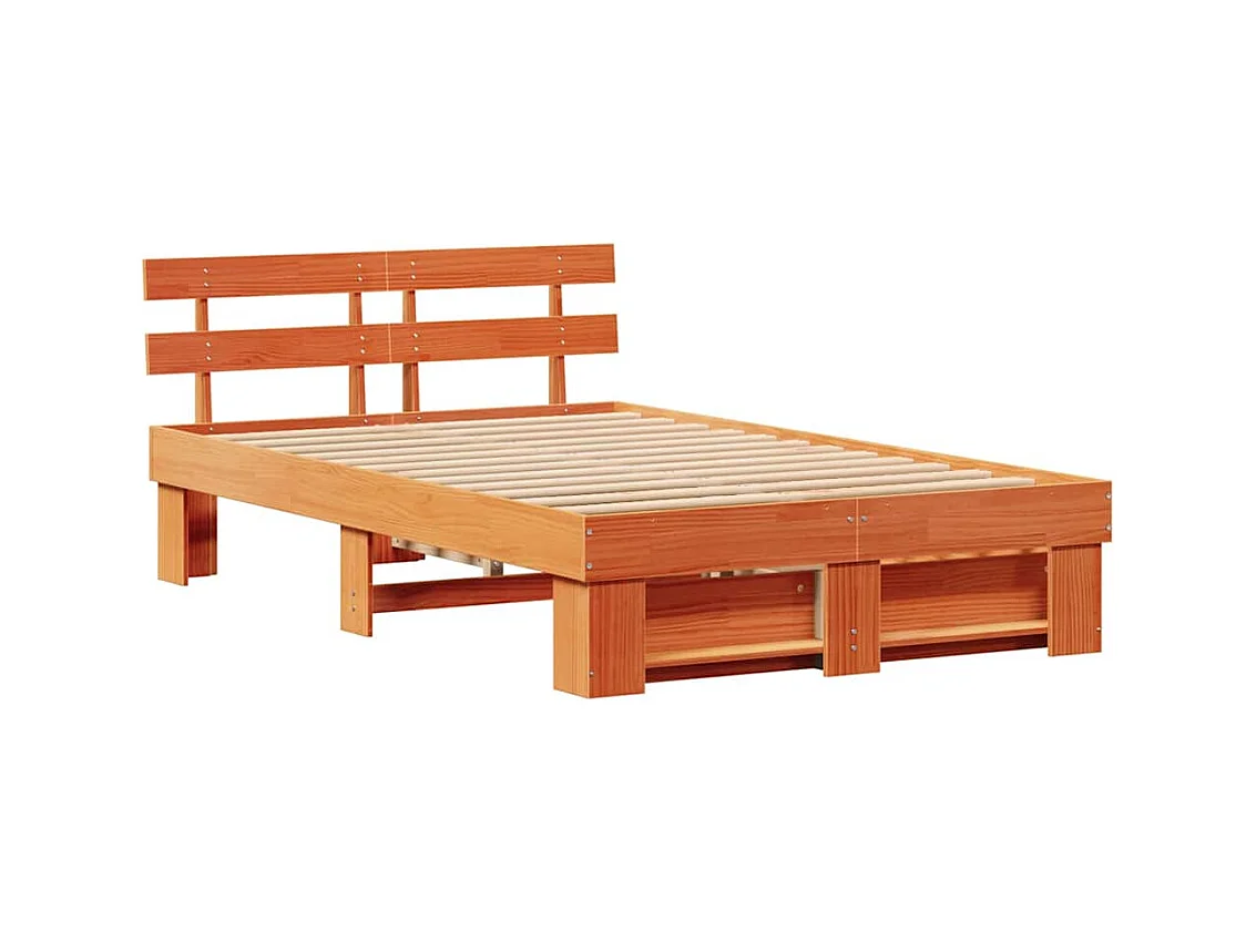 Cadre de lit avec tiroir Marron 135 x 190 cm Bois massif en pin