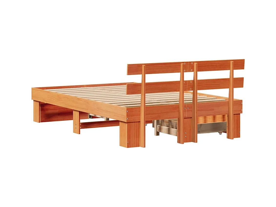 Cadre de lit avec tiroir Marron 135 x 190 cm Bois massif en pin