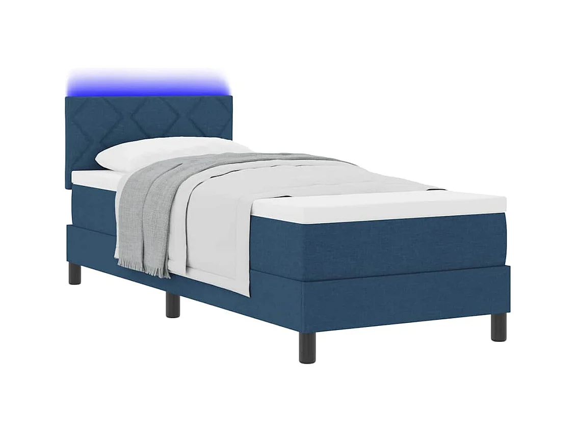 Cadre de lit avec matelas Bleu 80 x 200 cm tissu