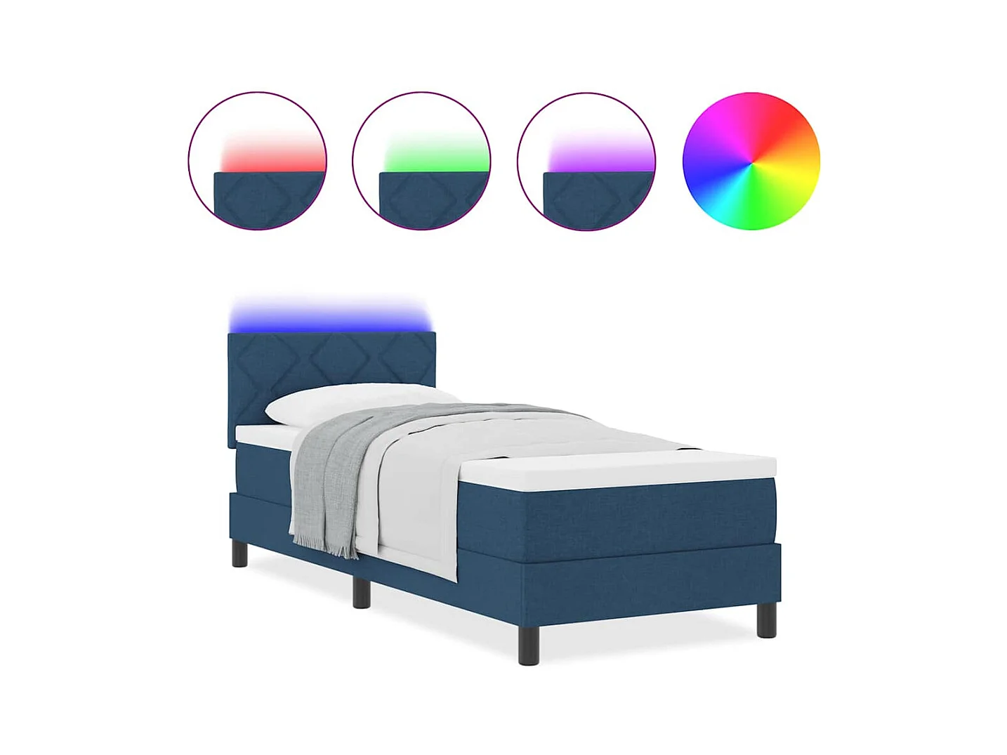 Cadre de lit avec matelas Bleu 80 x 200 cm tissu