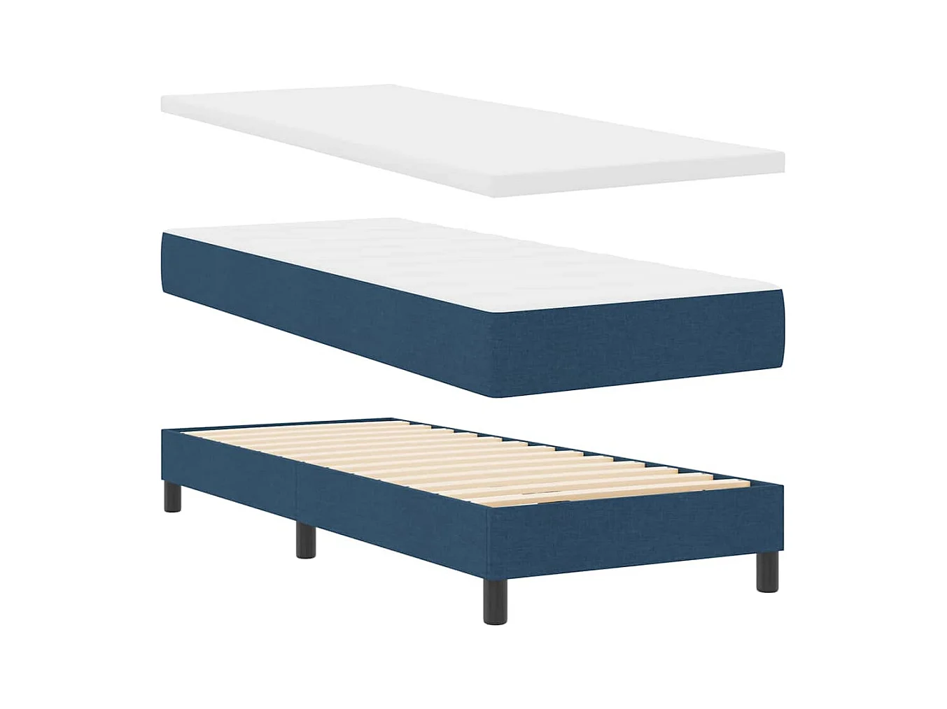 Cadre de lit avec matelas Bleu 80 x 200 cm tissu