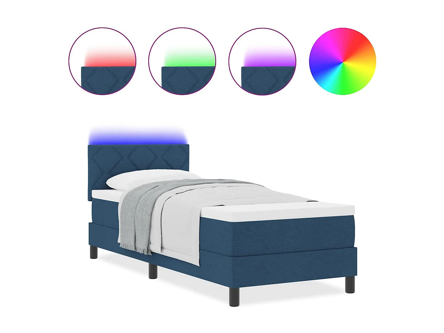 Boxspring bed met matras met hoofdeinde Blauw 80 x 200 cm Stof