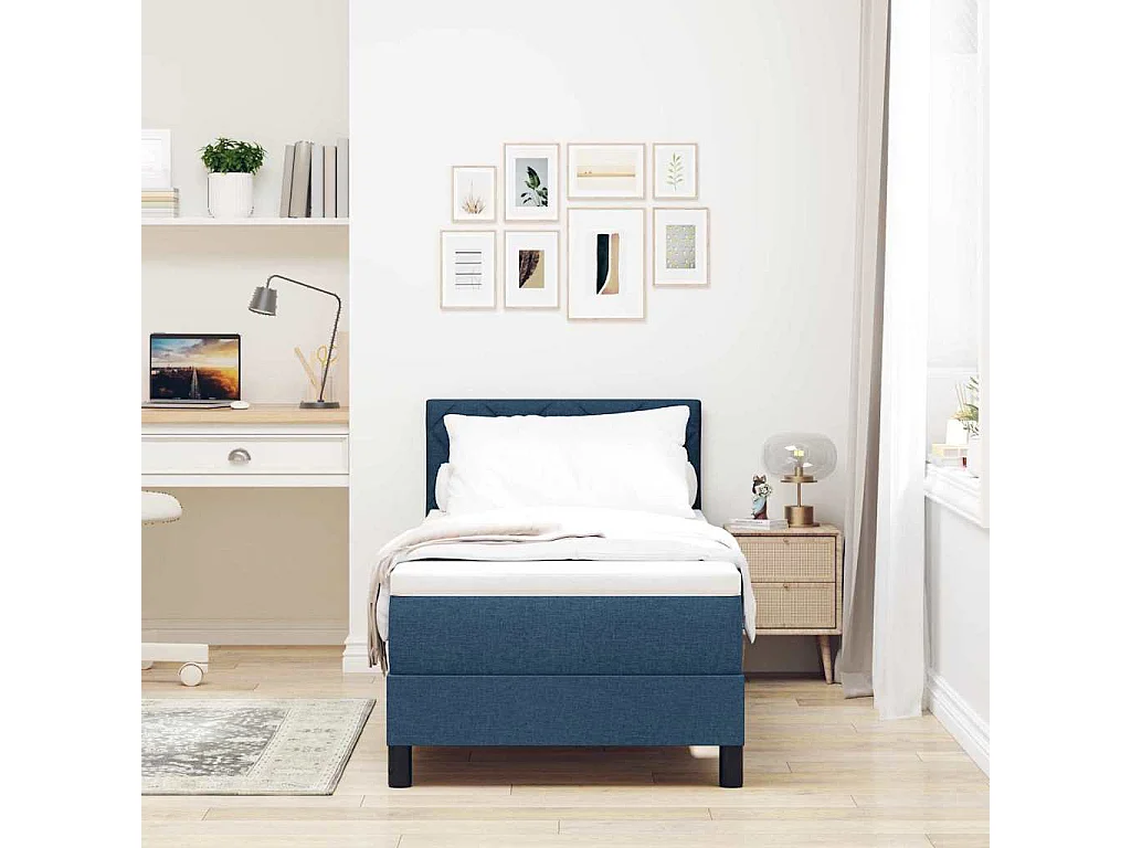 Boxspring bed met matras met hoofdeinde Blauw 80 x 200 cm Stof