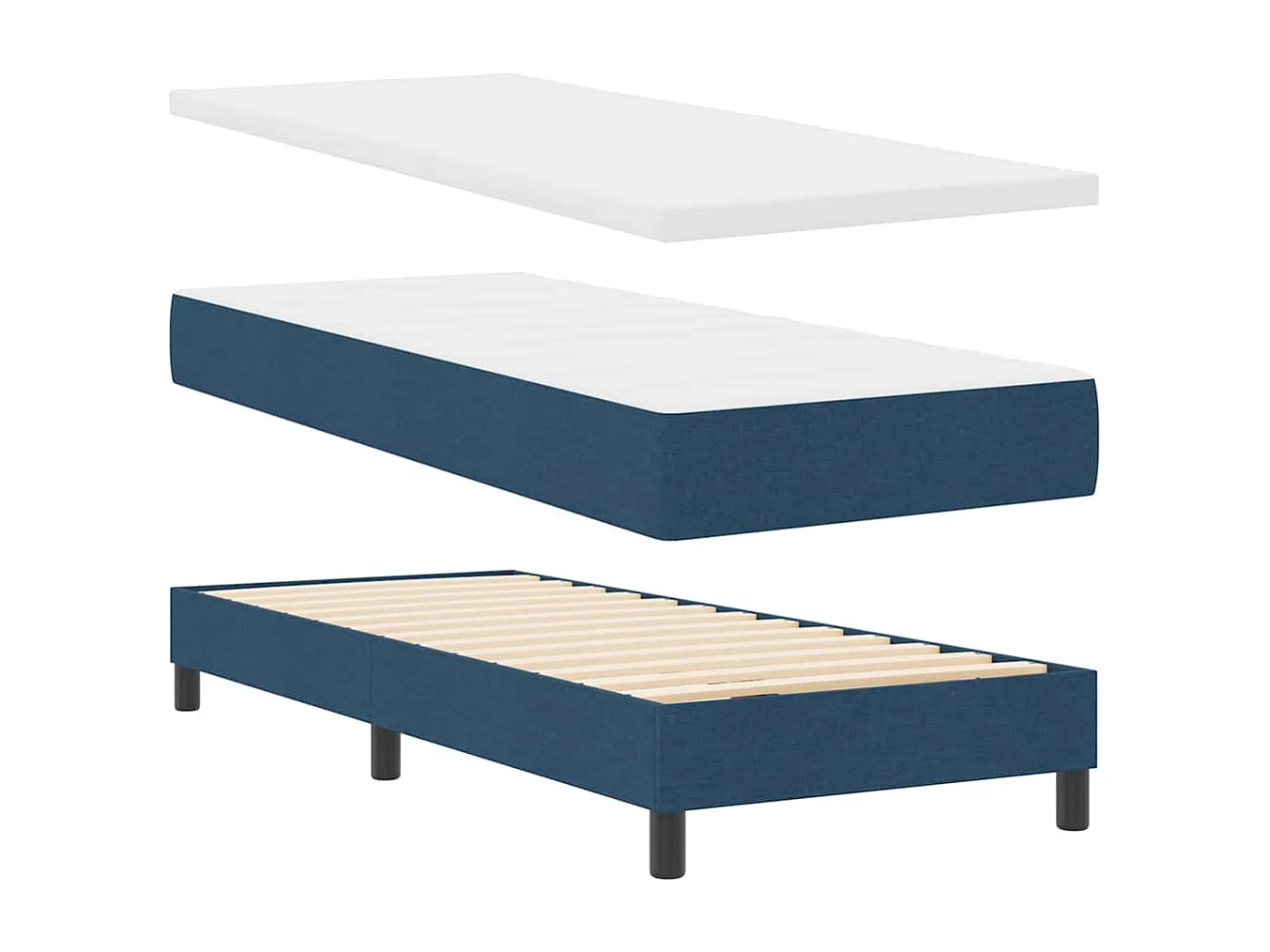 Boxspring bed met matras met hoofdeinde Blauw 80 x 200 cm Stof