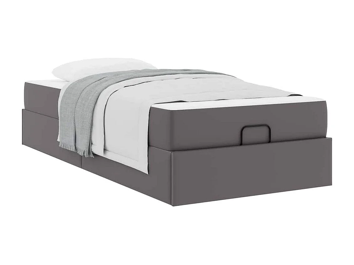 Cadre de lit avec matelas Gris 90 x 200 cm Faux cuir