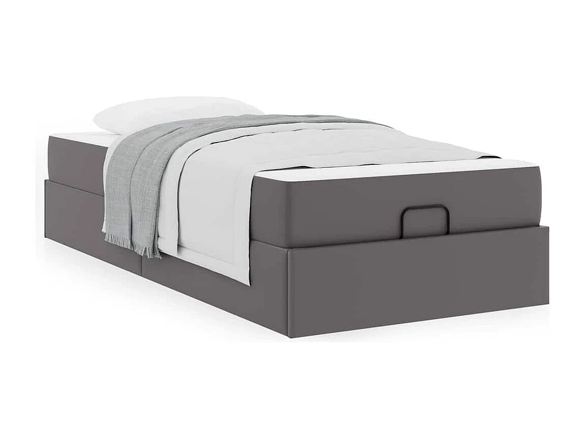 Cadre de lit avec matelas Gris 90 x 200 cm Faux cuir