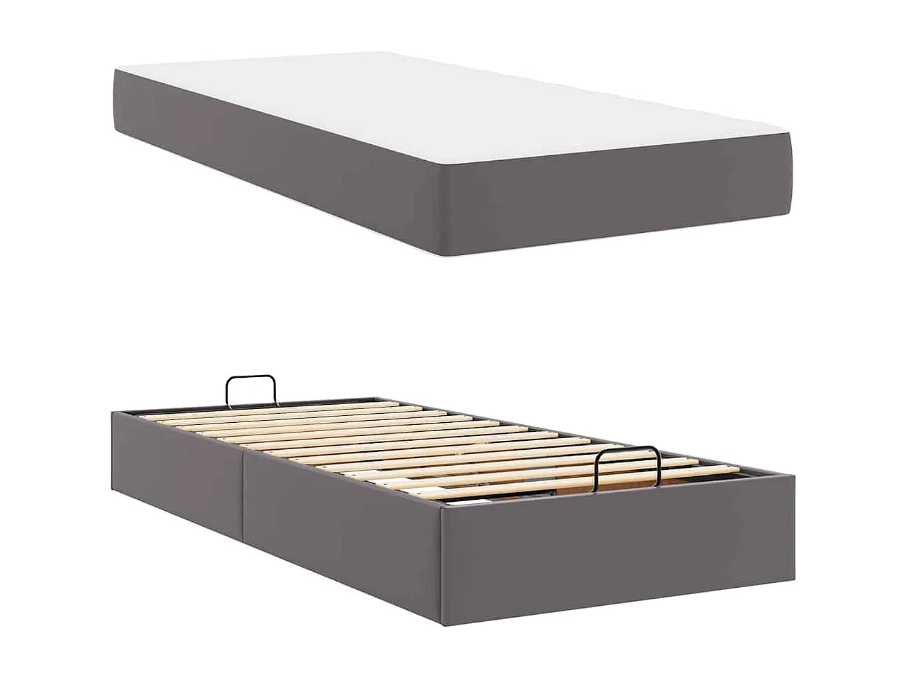 Cadre de lit avec matelas Gris 90 x 200 cm Faux cuir
