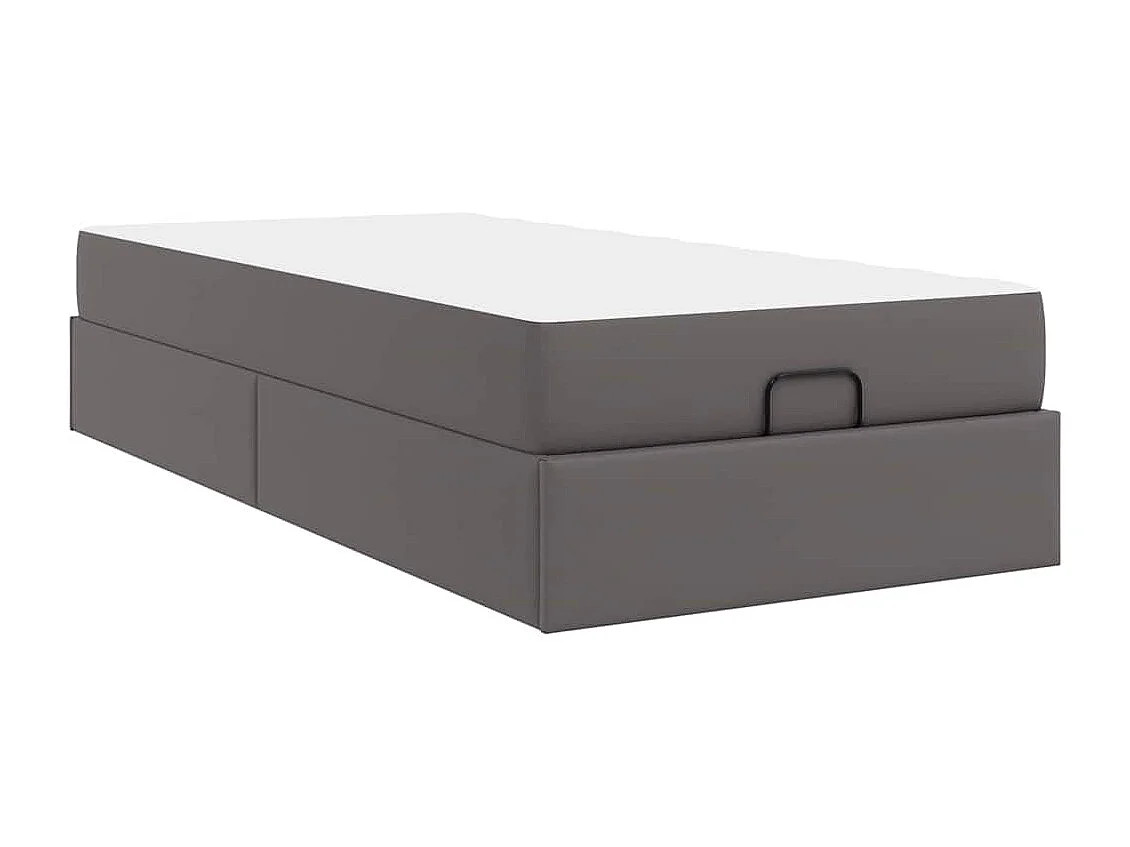 Cadre de lit avec matelas Gris 90 x 200 cm Faux cuir