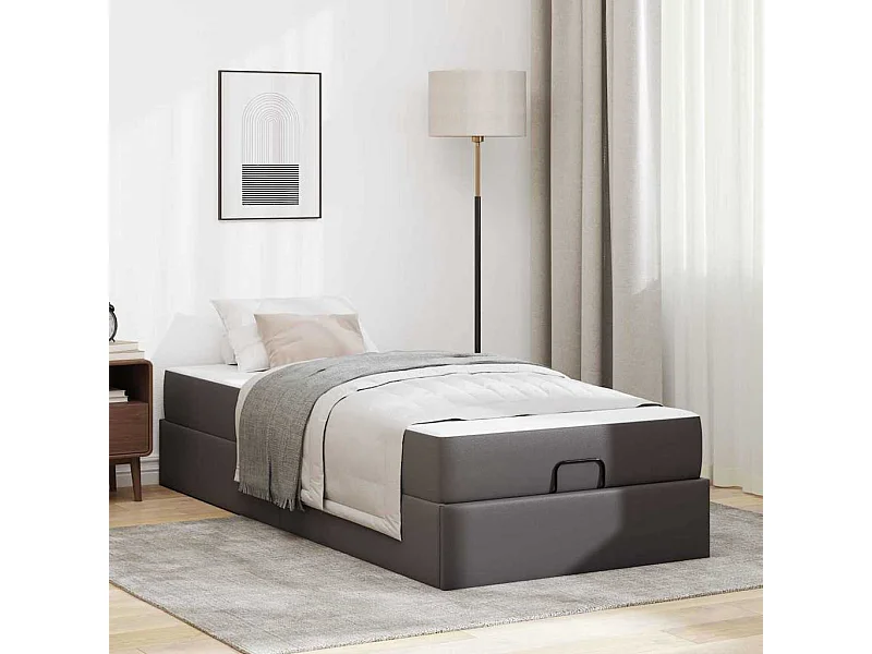 Cadre de lit avec matelas Gris 90 x 200 cm Faux cuir