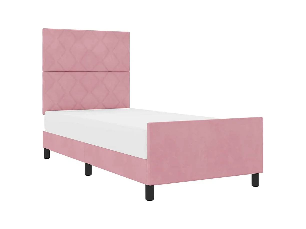 Cadre de lit avec tête de lit Rose 100 x 200 cm Velours
