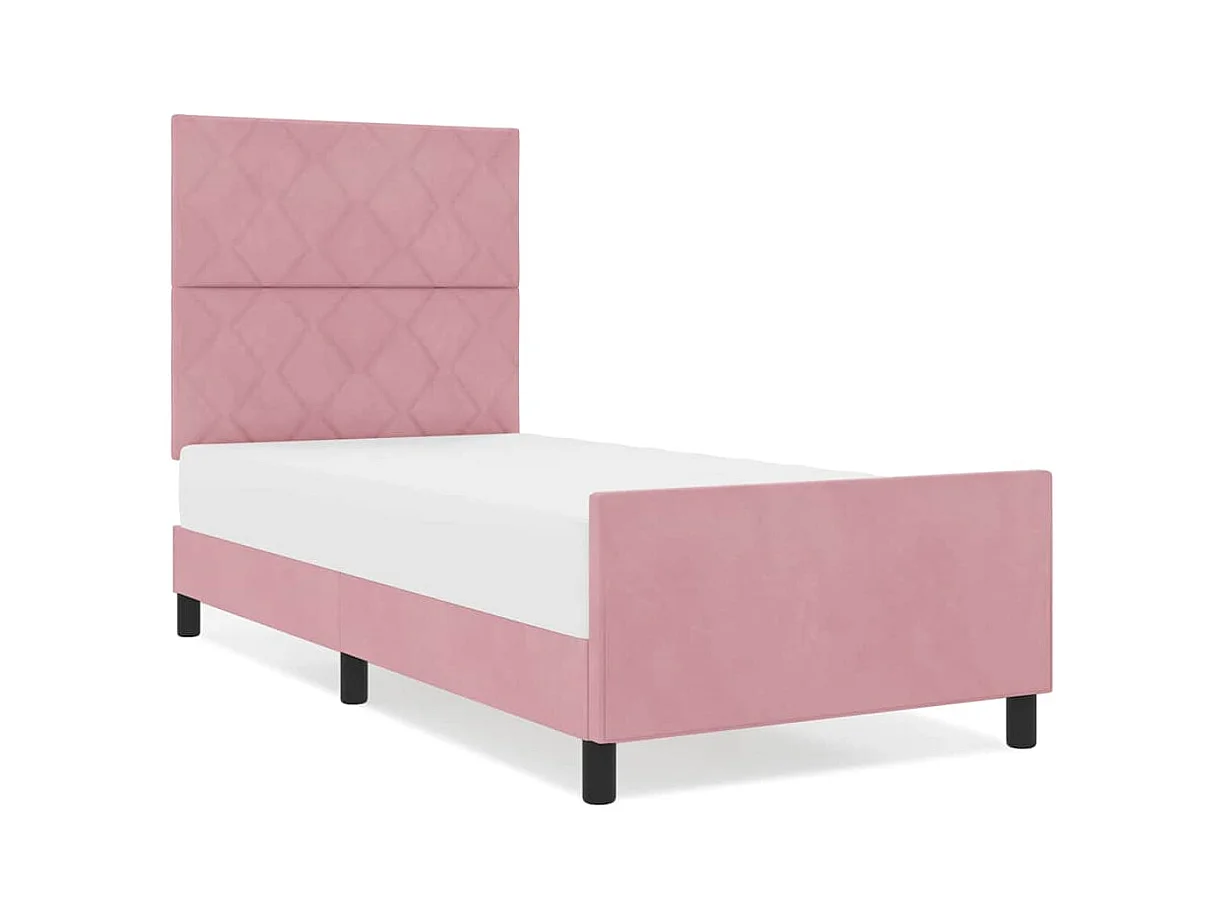 Cadre de lit avec tête de lit Rose 100 x 200 cm Velours