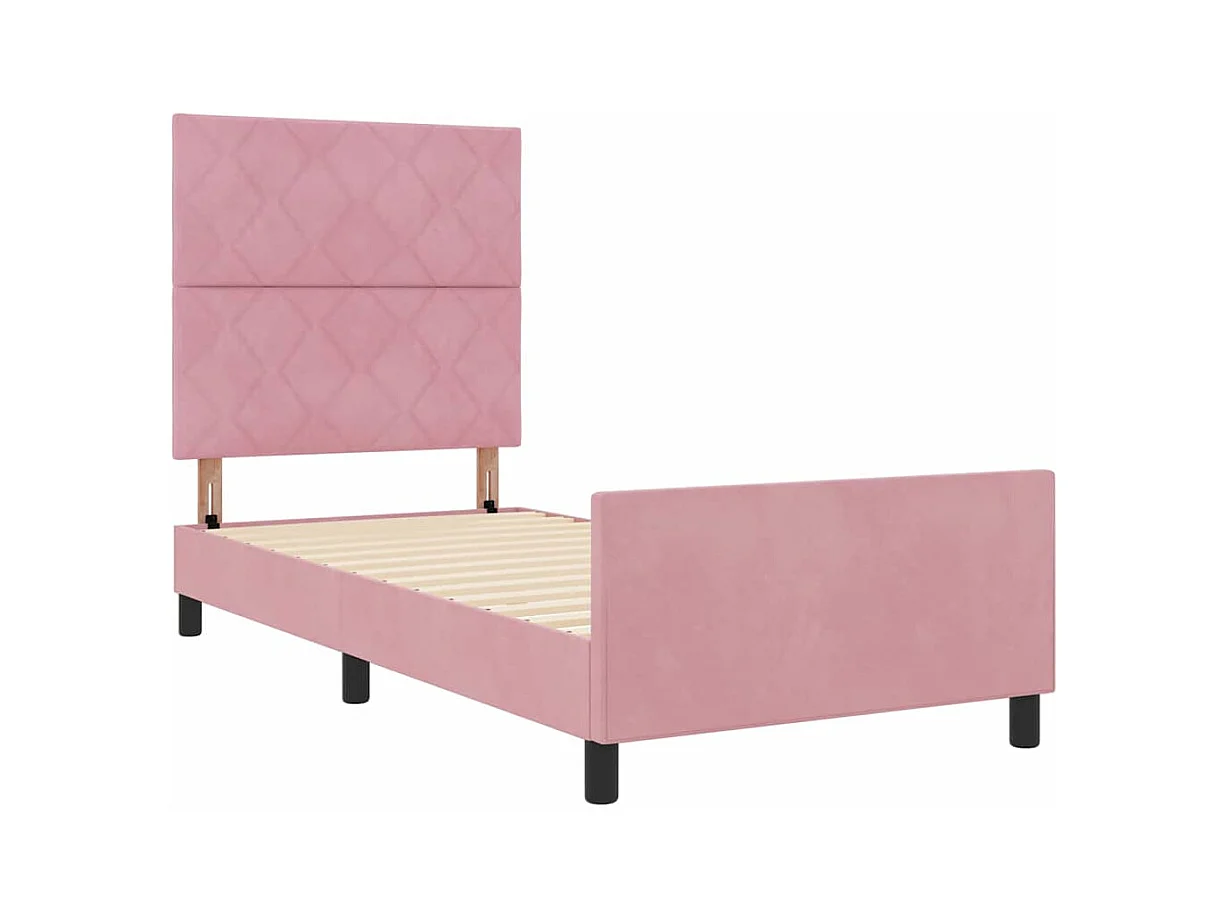 Cadre de lit avec tête de lit Rose 100 x 200 cm Velours