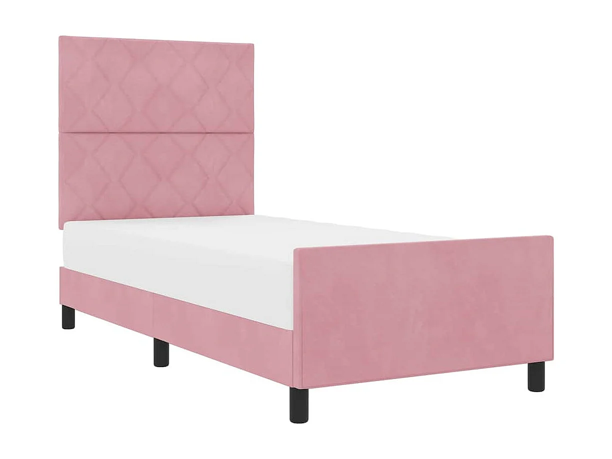 Cadre de lit avec tête de lit Rose 100 x 200 cm Velours