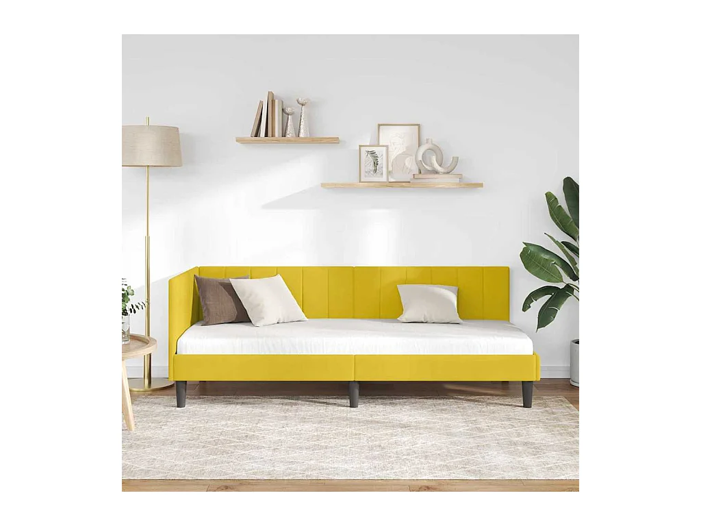 met hoofdeinde Geel 80 x 200 cm Fluweel