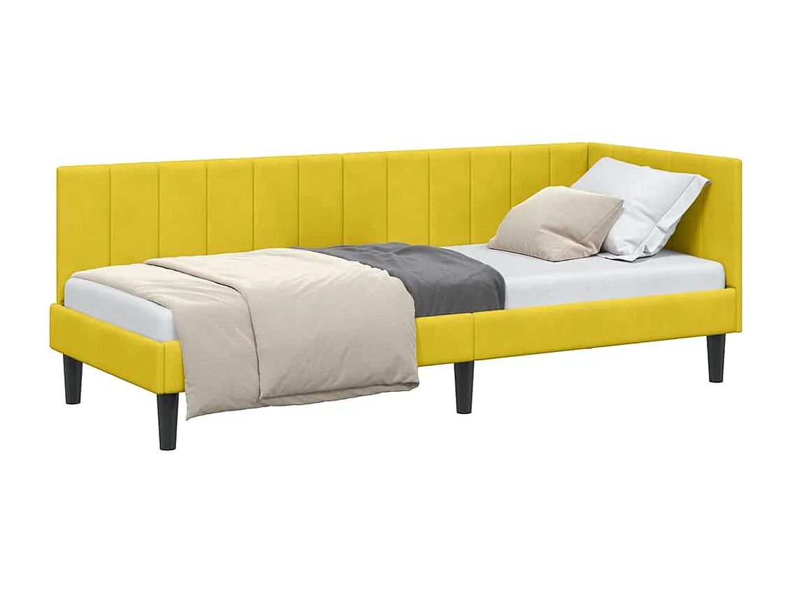 Cadre de lit d'angle avec tête de lit Jaune 80 x 200 cm Velours