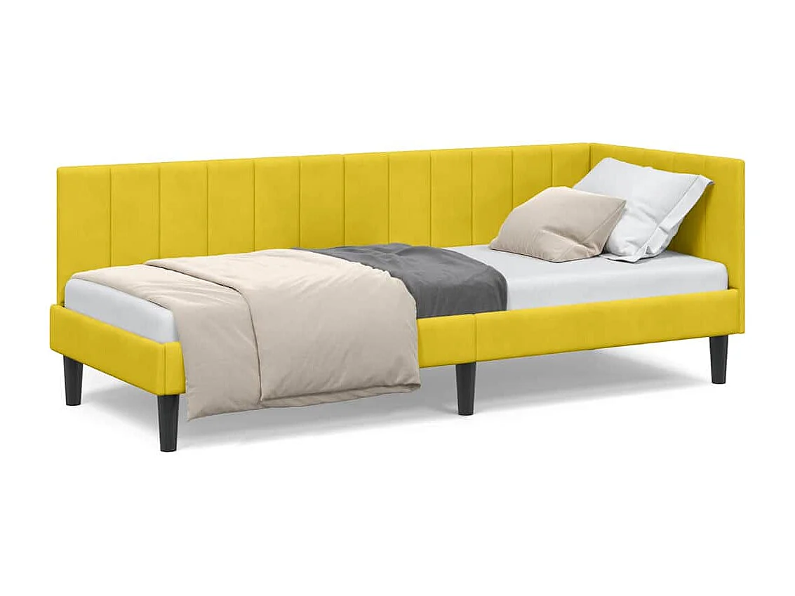 Cadre de lit d'angle avec tête de lit Jaune 80 x 200 cm Velours