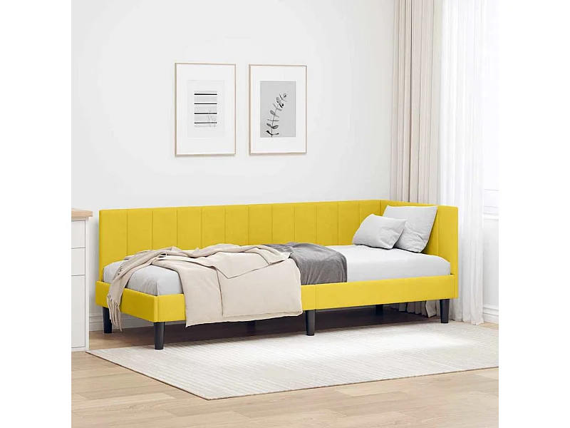 Cadre de lit d'angle avec tête de lit Jaune 80 x 200 cm Velours