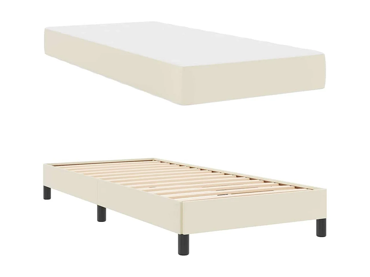 Cama con colchón Crema 90 x 200 cm Cuero sintético