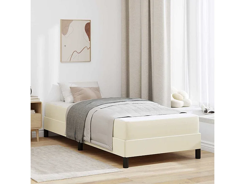 Cama con colchón Crema 90 x 200 cm Cuero sintético