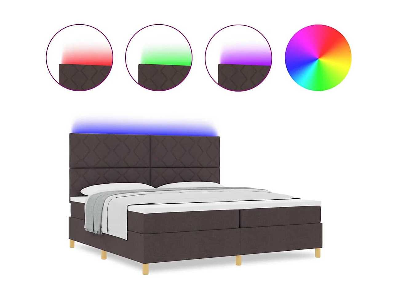 Cama tipo Box Spring Marrón oscuro 200 x 200 cm tela