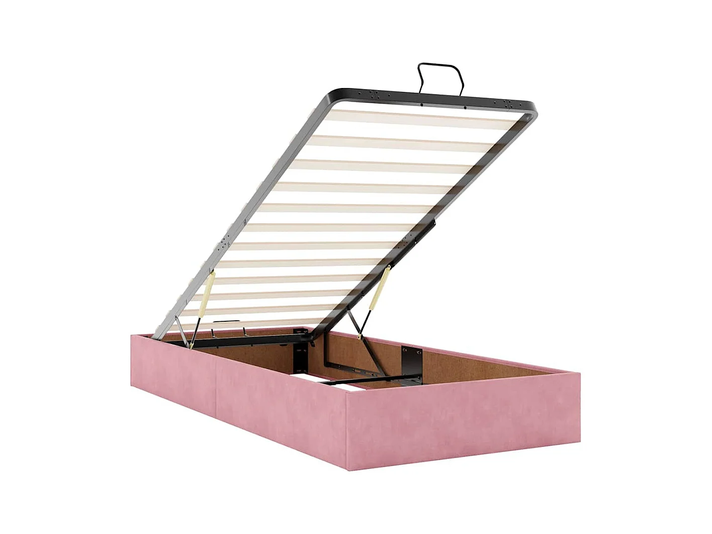 Cadre de lit ottoman avec matelas rose 90x200 cm velours