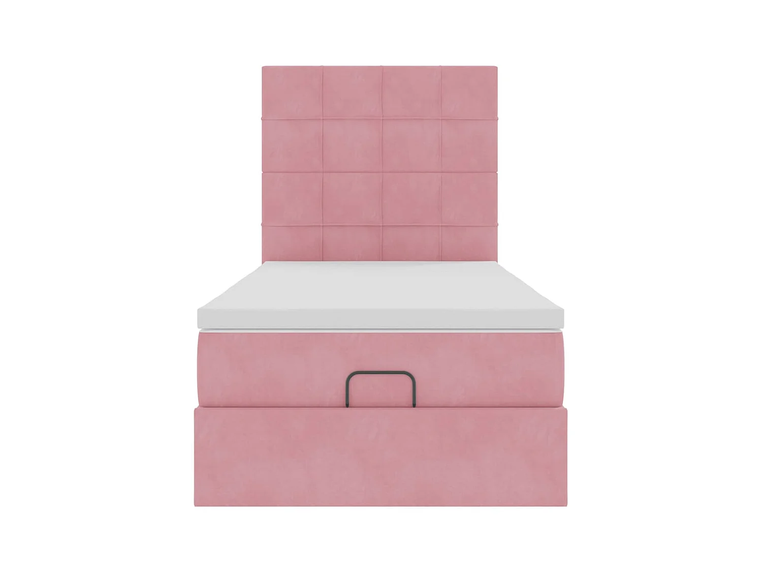 Cadre de lit ottoman avec matelas rose 90x200 cm velours