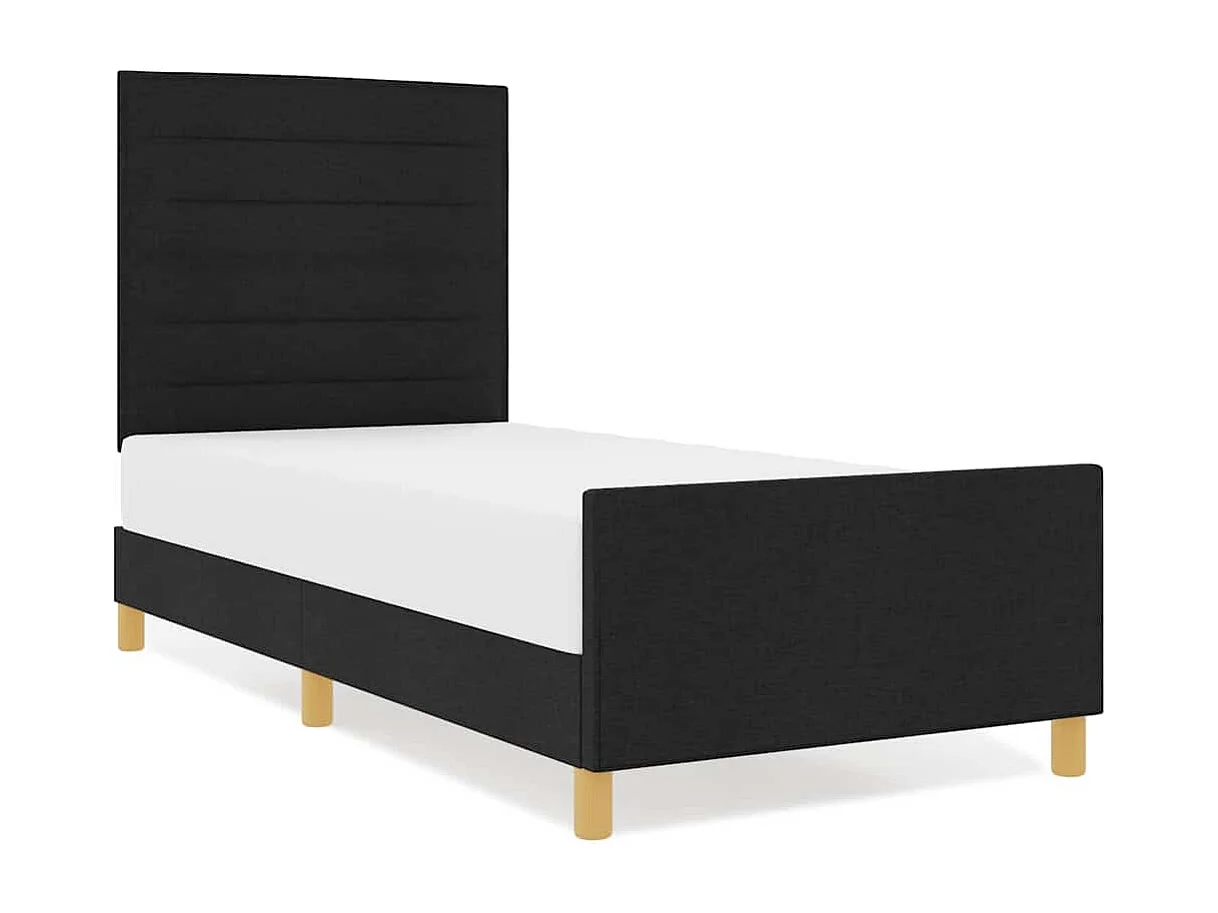 Cadre de lit avec tête de lit Noir 100 x 200 cm tissu