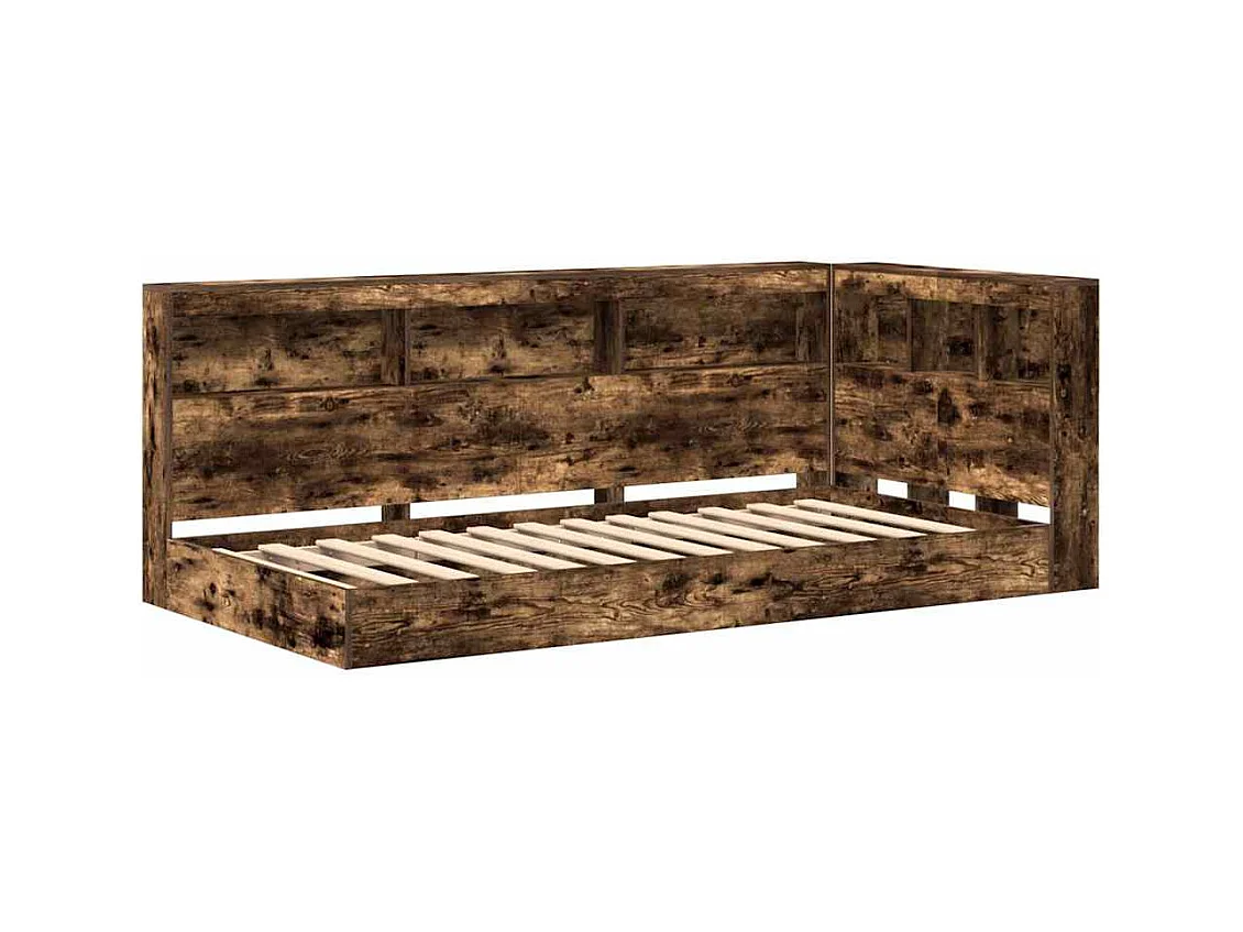 Lit Bibliothèque Chêne fumé 75 x 190 cm Bois d'ingénierie