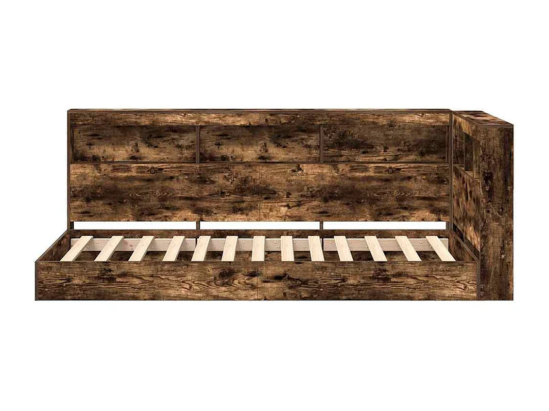 Lit Bibliothèque Chêne fumé 75 x 190 cm Bois d'ingénierie