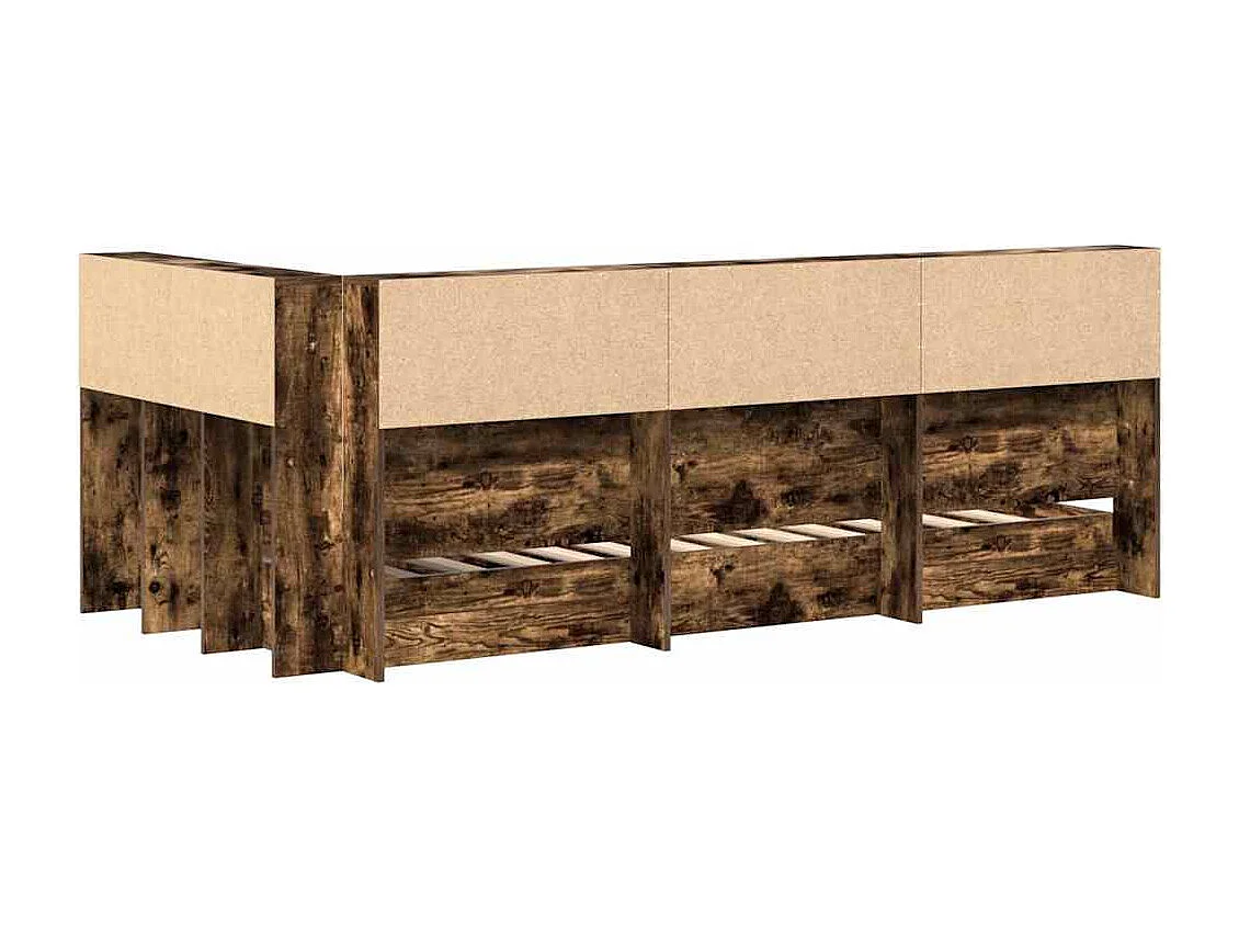 Lit Bibliothèque Chêne fumé 75 x 190 cm Bois d'ingénierie