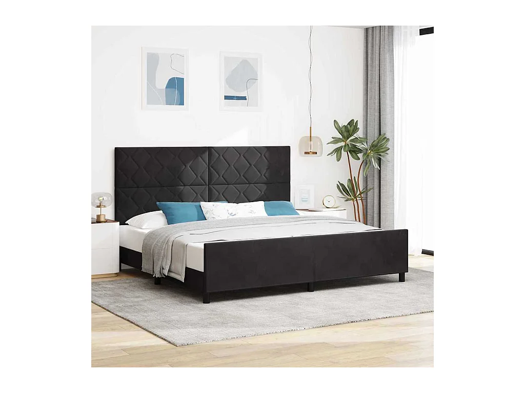 Cadre de lit avec tête de lit Noir 200 x 200 cm Velours