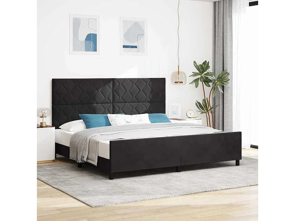 Cadre de lit avec tête de lit Noir 200 x 200 cm Velours
