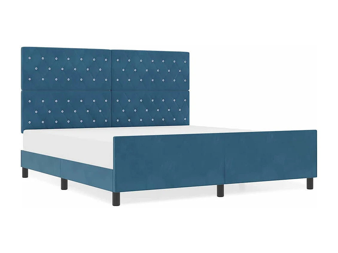 Cadre de lit avec tête de lit Bleu foncé 180 x 200 cm Velours