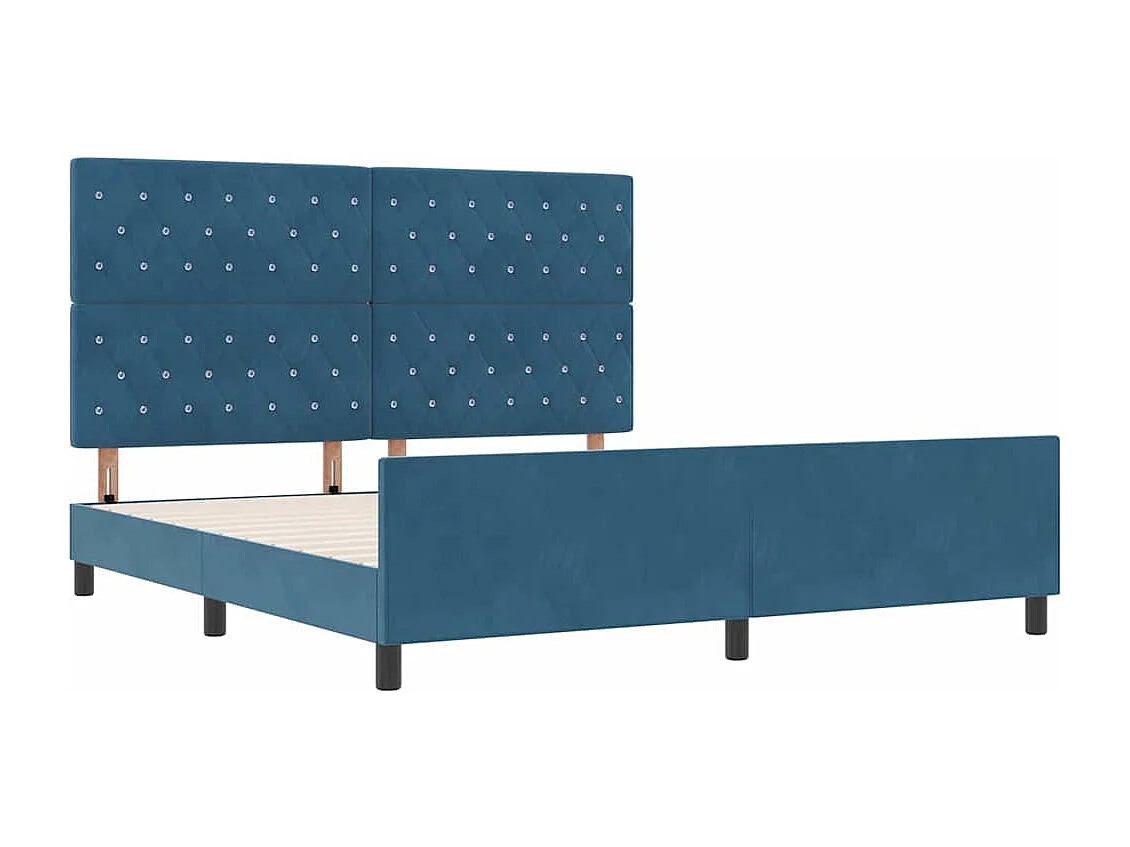 Cadre de lit avec tête de lit Bleu foncé 180 x 200 cm Velours